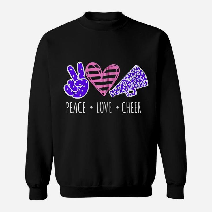 Peace Love Cheer Cheerleader Teen Girls Funny Cheerleading Zip Hoodie Sweatshirt