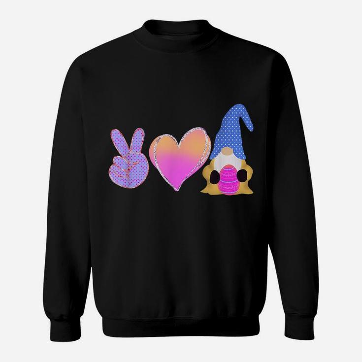 Peace Love Gnome Holding Easter Egg Love Easter Gnome Sweatshirt