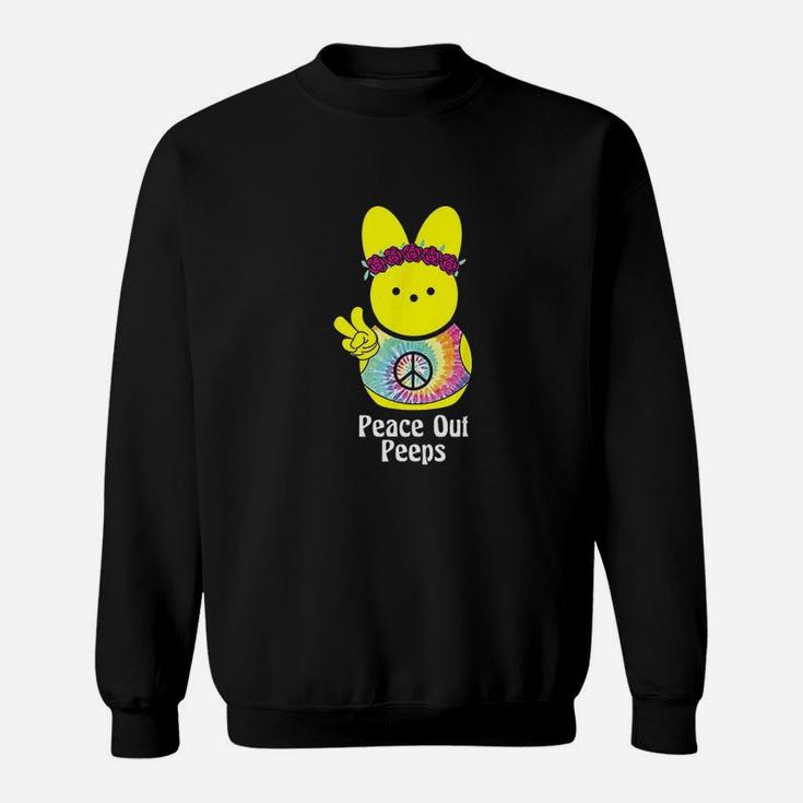 Peace Out Peeps Easter Tie Dye Hippie Bunny Gift Sweatshirt