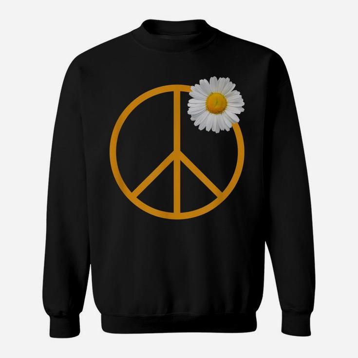 Peace Sign White Flower Boho Hippie Style Sweatshirt
