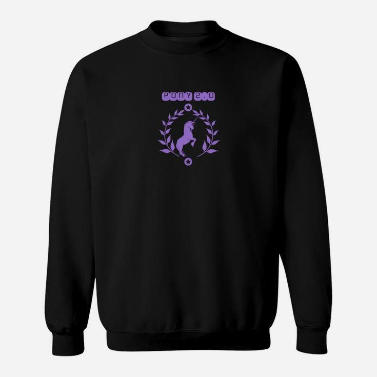 Pegasus Fantasy Herren-Sweatshirt: Schwarz mit Lila Aufdruck, Mythologie-Motiv