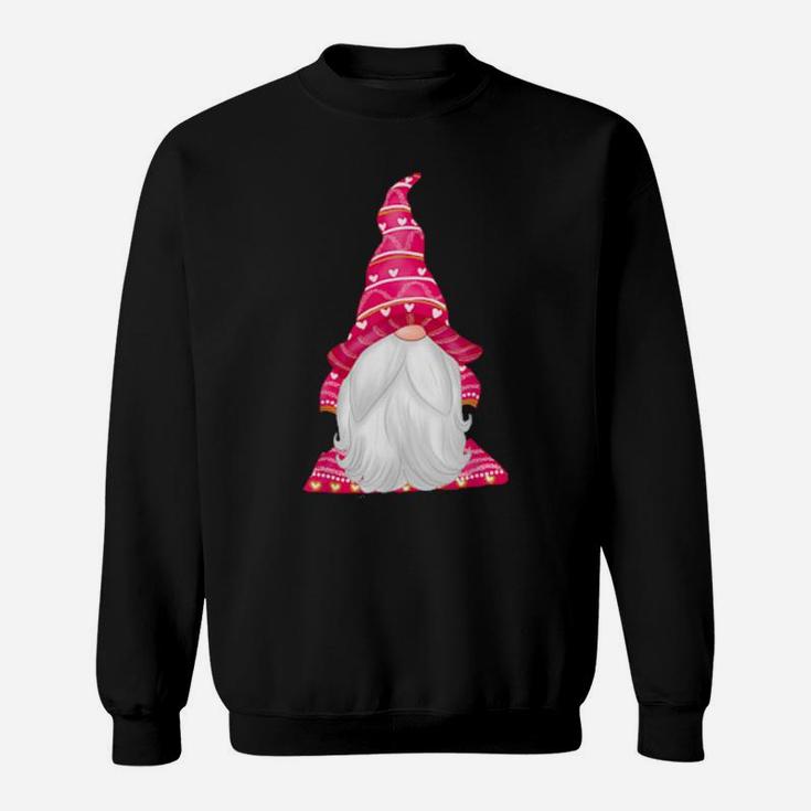 Pink Gnome Valentines Day Matching Couples Sweatshirt