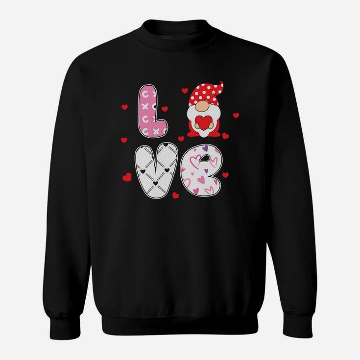 Pink Love Heart Gnomes For Valentines Day Happy Valentines Day Sweatshirt