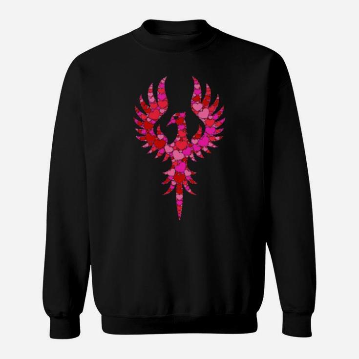 Pink Red Heart Valentines Day Phoenix Mythical Bird Sweatshirt
