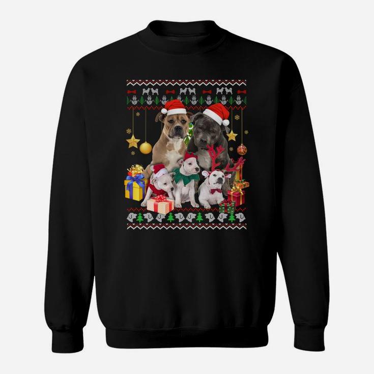 Pitbull Ugly Christmas Sweater Santa Hat Gift Sweatshirt
