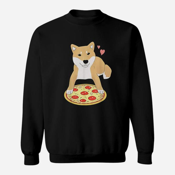 Pizza Shiba Inu Dog Hearts  Doggo Meme Sweatshirt