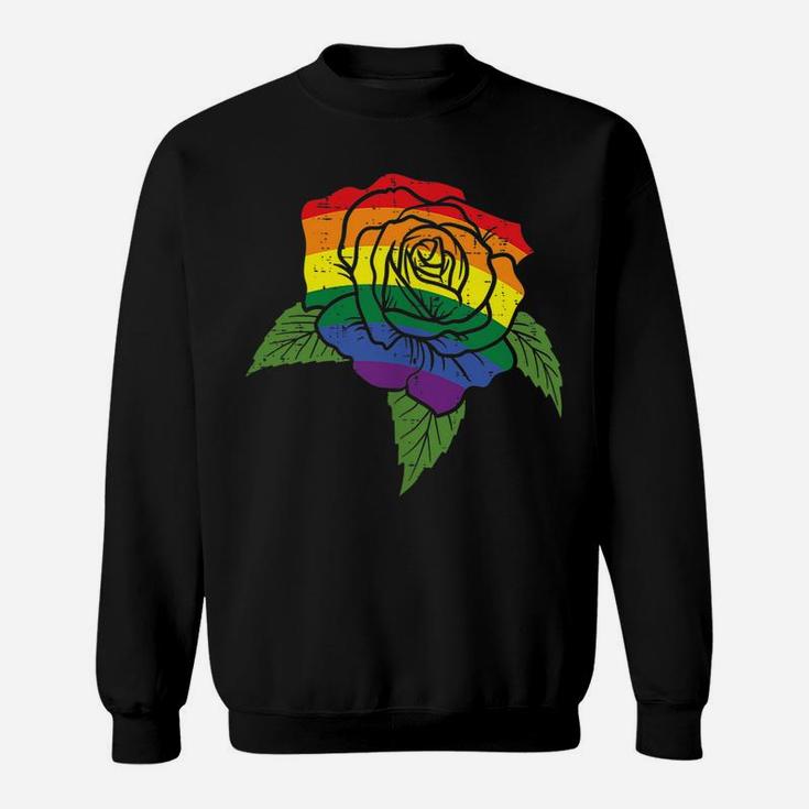 Pocket Rose Flower Lgbtq Rainbow Gay Pride Ally Men Women Sweatshirt