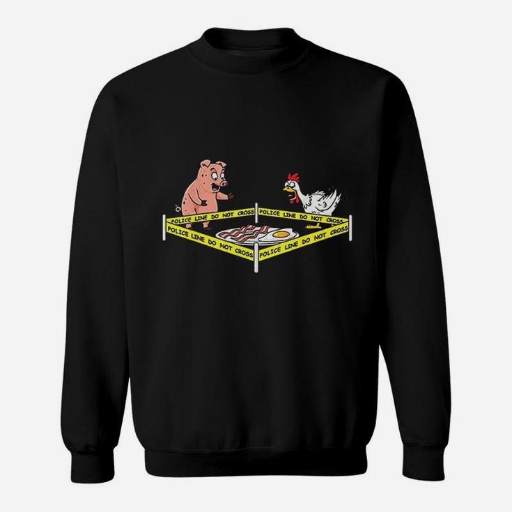 Police Line Do Not Cross Pig And Chicken Funny Food Sweatshirt
