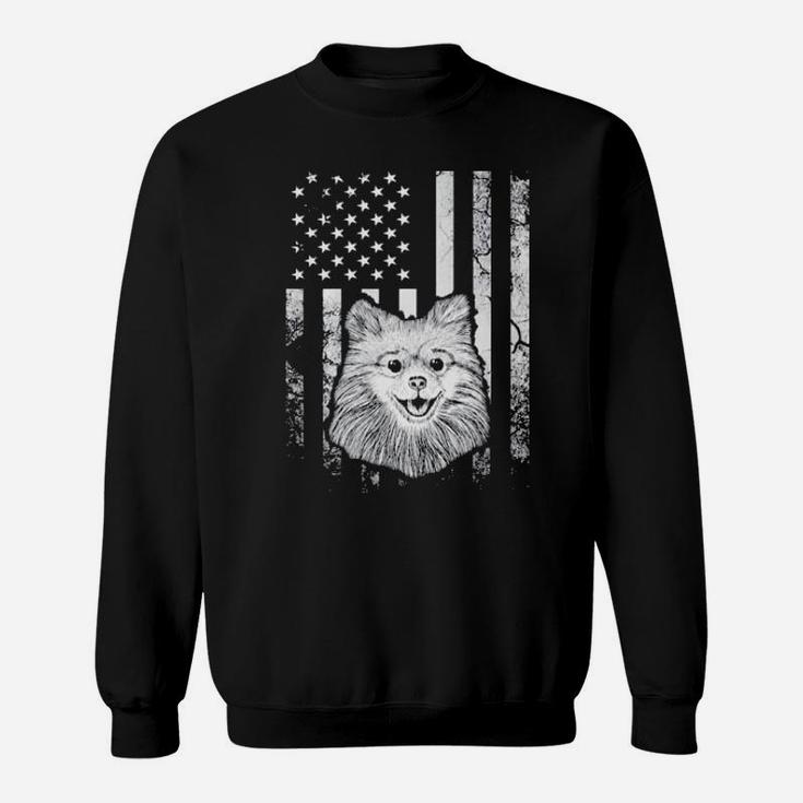 Pomeranian 4Th Of July America Dog Usa Flag Patriotic Sweatshirt