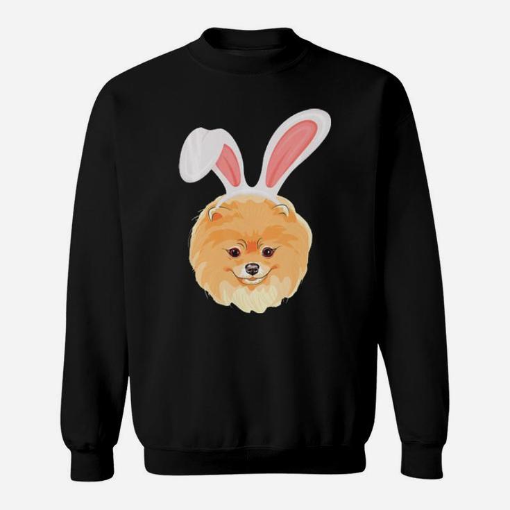 Pomeranian Dressed As Easter Bunny With Rabbit Ears Sweatshirt