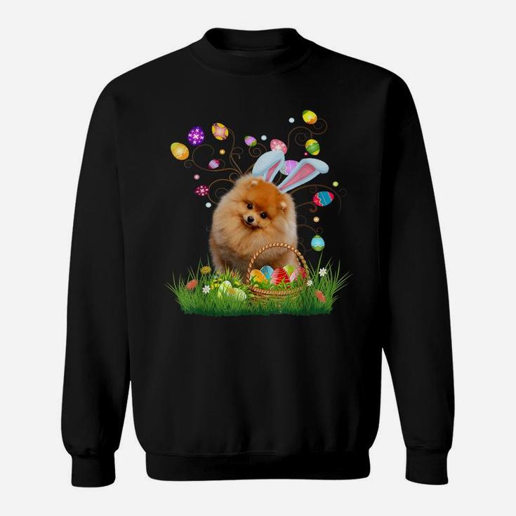 Pomeranian Pet Dog Hunting Egg Tree Bunny Easter Day Sweatshirt