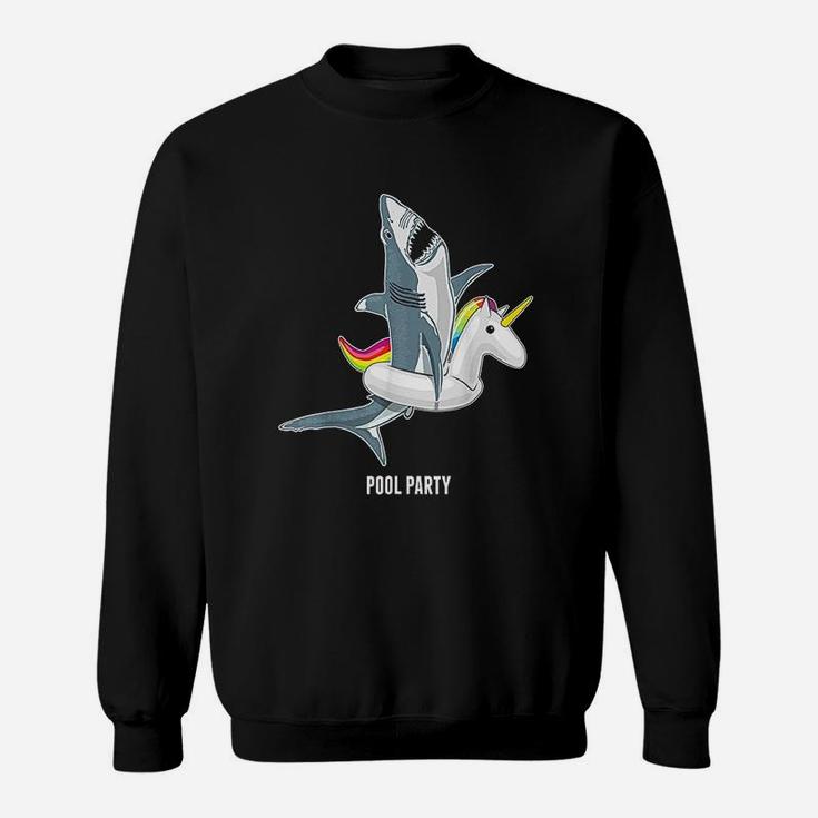Pool Party Unicorn Float Funny Shark Lover Sweatshirt