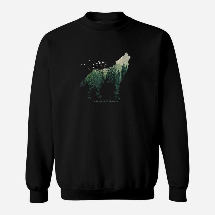 Preserve  Protect Vintage National Park Wolf Gift Sweatshirt