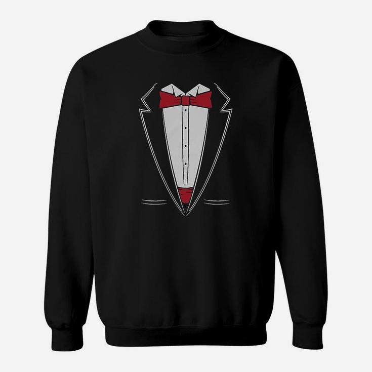 Printed Suit And Tie Tuxedo  Red Bow Tie Bachelor Party Sweatshirt