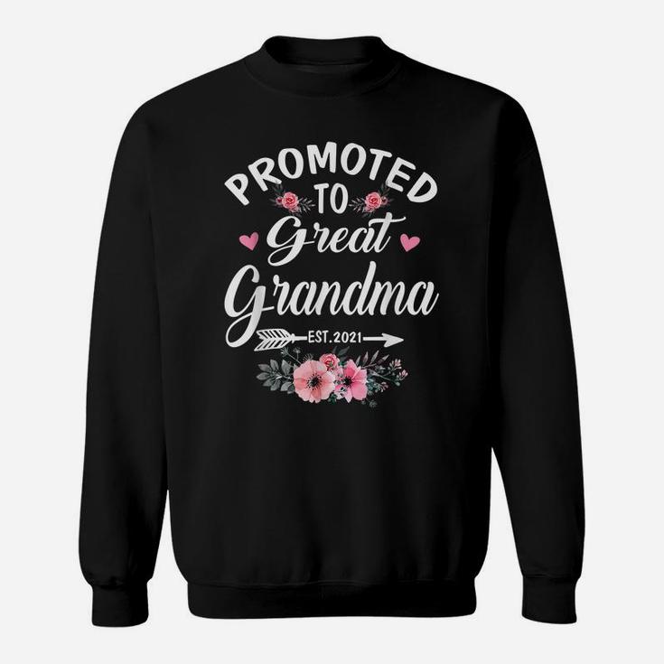 Promoted To Great Grandma Est2021 Tees New Grandma Floral Sweatshirt