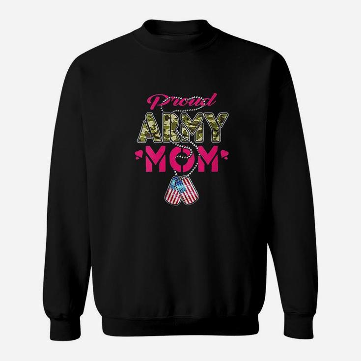 Proud Army Mom Camo Us Flag Dog Tags Military Mother Gift Sweatshirt