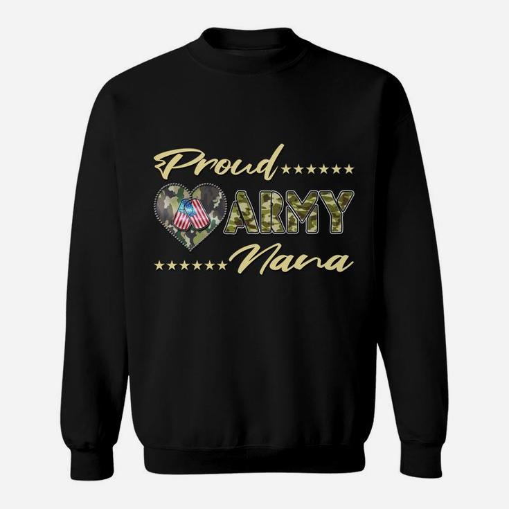 Proud Army Nana Us Flag Dog Tag Military Grandma Family Gift Sweatshirt Sweatshirt