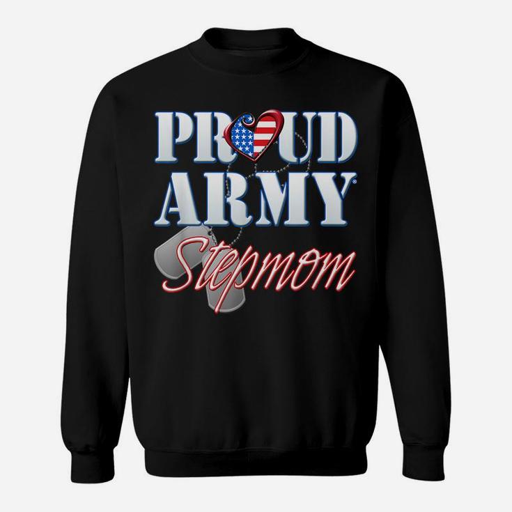 Proud Army Stepmom American Flag Dog Tag Shirt Mothers Day Sweatshirt