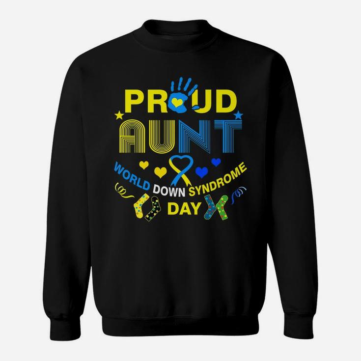 Proud Aunt Ribbon Heart Down Syndrome Day Trisomy Sweatshirt