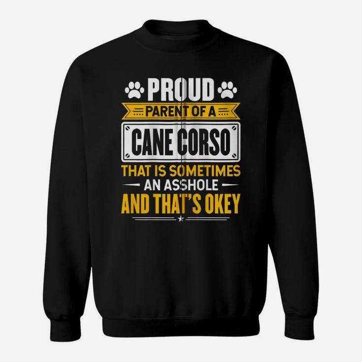 Proud Parent Of A Cane Corso Funny Dog Owner Mom & Dad Zip Hoodie Sweatshirt