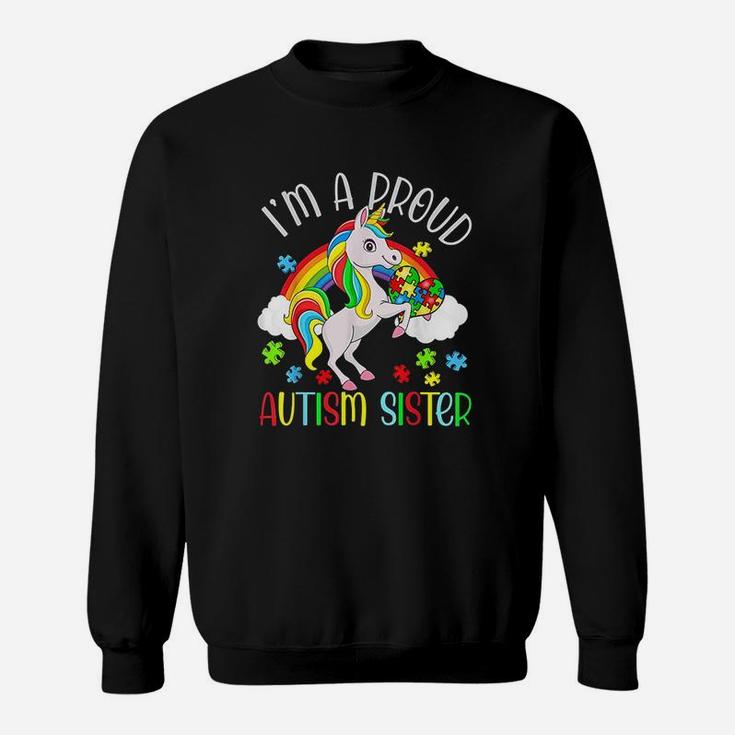 Proud Sister Awareness Cute Unicorn Puzzle Piece Sweatshirt