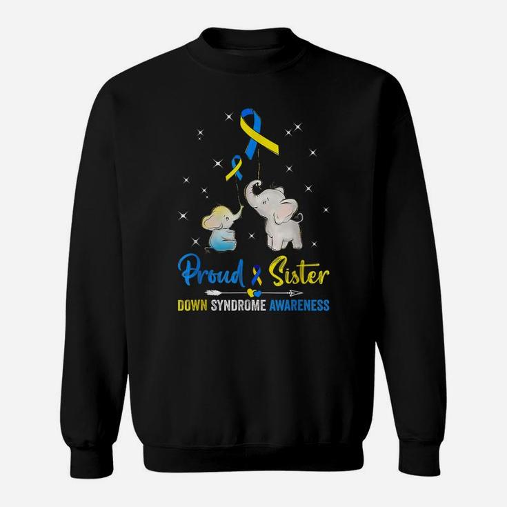 Proud Sister Down Syndrome Awareness Blue Yellow Ribbon Sweatshirt