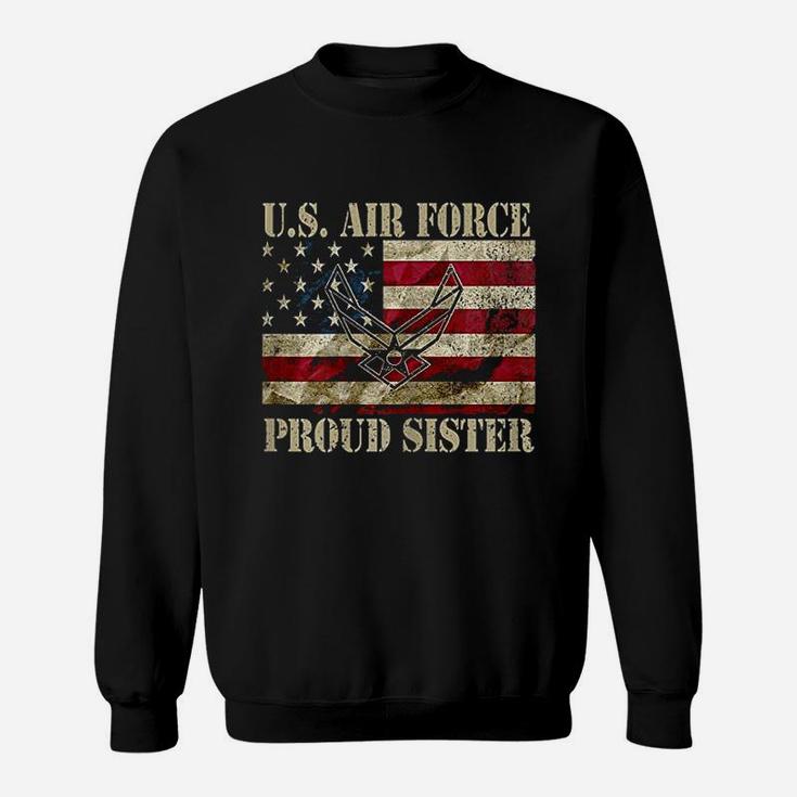 Proud Sister Us Air Force Vintage Usa Flag Retro Girls Sweatshirt