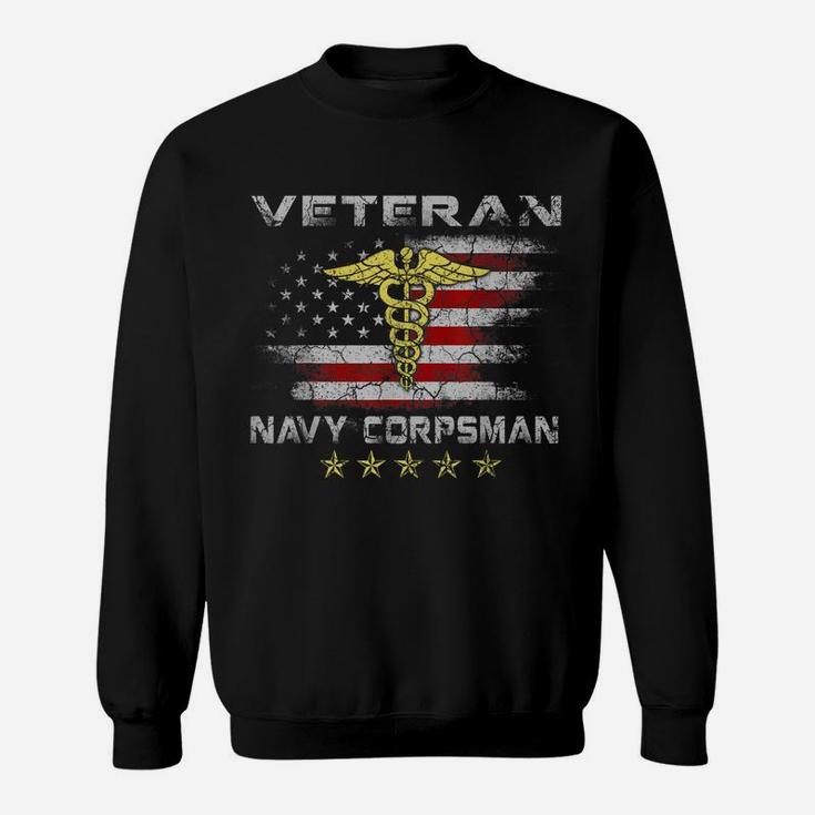 Proud Veteran Navy Corpsman T-Shirt Gifts For Men Sweatshirt