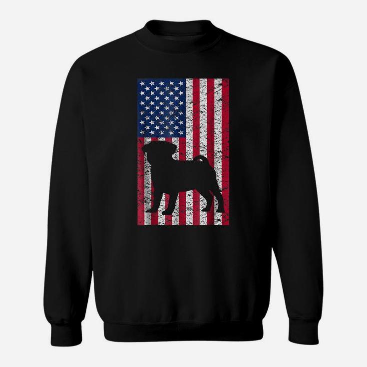 Pug Dog Puppy T-Shirt Veteran Gift Usa Flag Patriot Pugs Sweatshirt