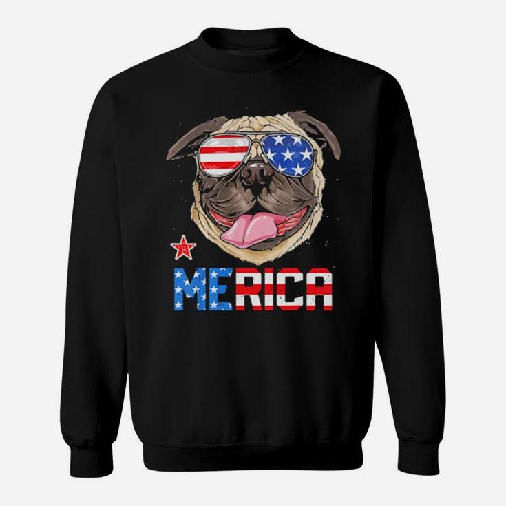 Pug Merica 4Th Of July   Dog Puppy Sweatshirt