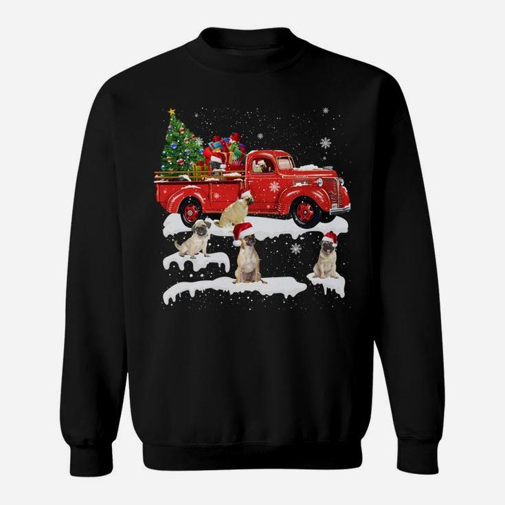 Pug Riding Red Truck Merry Christmas X-Mas Ugly Gift Sweatshirt