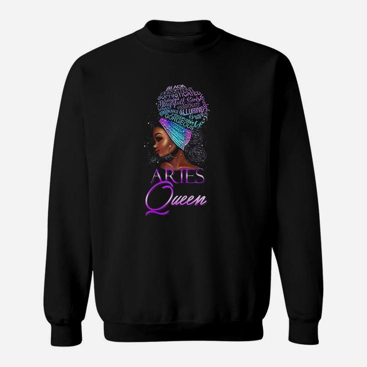Purple Aries Queen African American Woman March April Sweatshirt