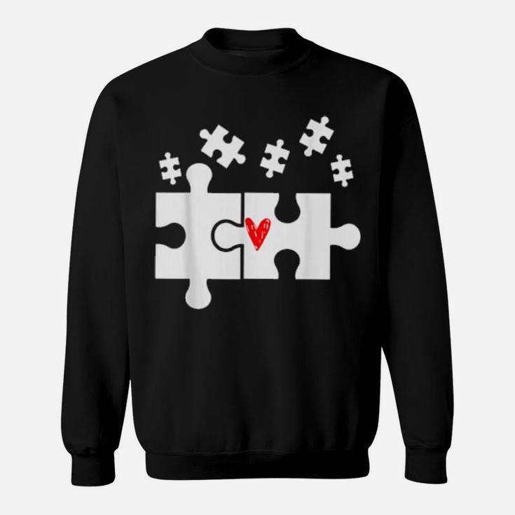 Puzzle Game Heart Love Valentines Day Heart Game Sweatshirt