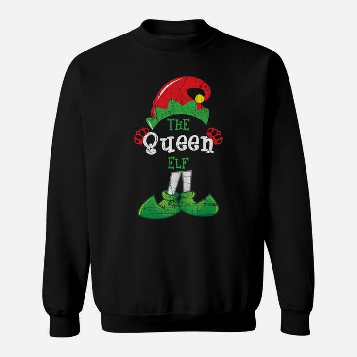 Queen Elf Funny Christmas Matching Gifts Holiday Distressed Sweatshirt Sweatshirt