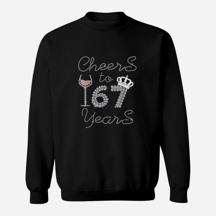 Queen Girl Drink Wine Cheers To 67 Years Old Happy Birthday Sweatshirt