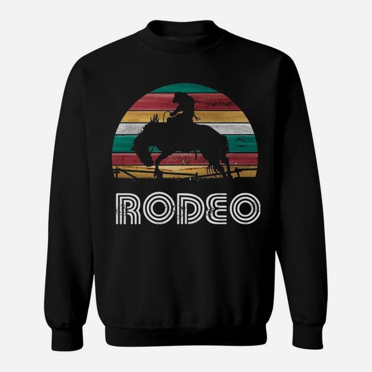 Rainbow Cowboy Rodeo Bucking Bronco Horse Retro Style Sweatshirt