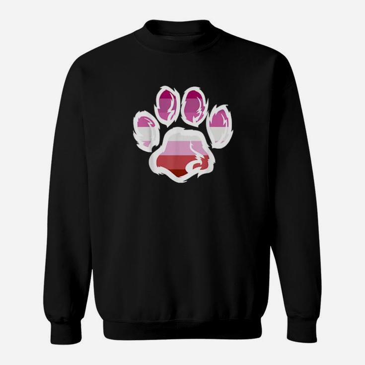 Rainbow Lesbian Pride Furry Dog Paw Print Lgbt Sweatshirt
