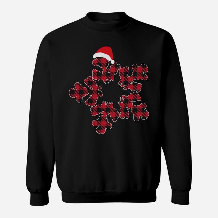 Red & Black Christmas Buffalo Plaid Snowflakes Santa Hat Sweatshirt