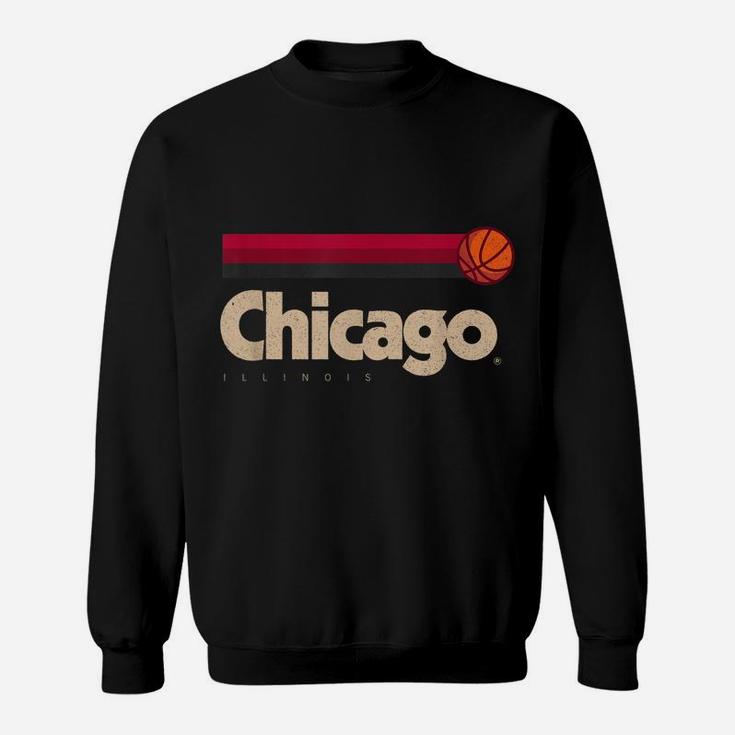 Red Chicago Basketball B-Ball City Illinois Retro Chicago Sweatshirt
