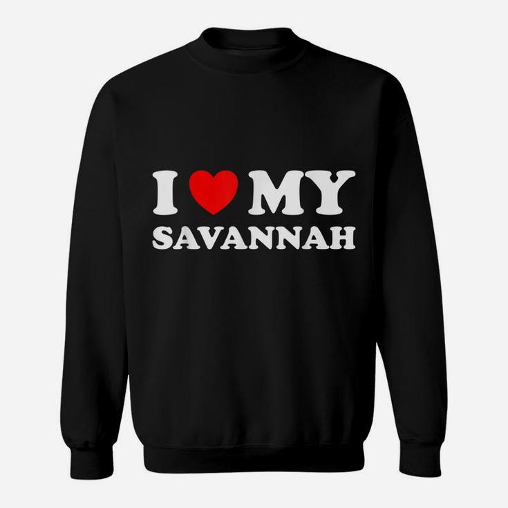 Red Heart I Love My Savannah Cat Lovers Sweatshirt