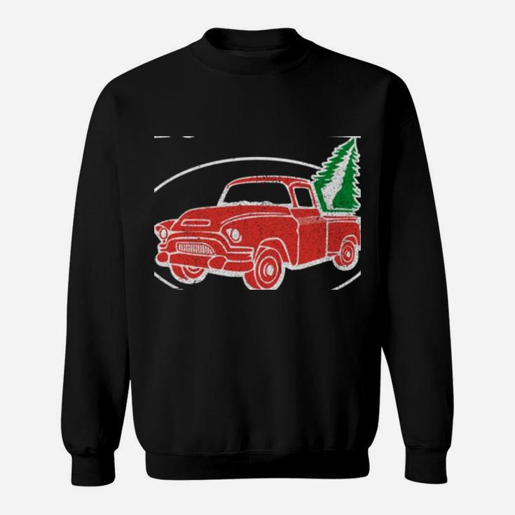 Red Truck Christmas Tree Vintage Sweater - Xmas Sweatshirt Sweatshirt Sweatshirt