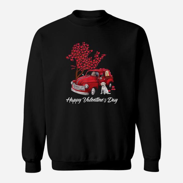 Red Truck Happy Valentines Day Labrador Retriever Dog Hearts Sweatshirt