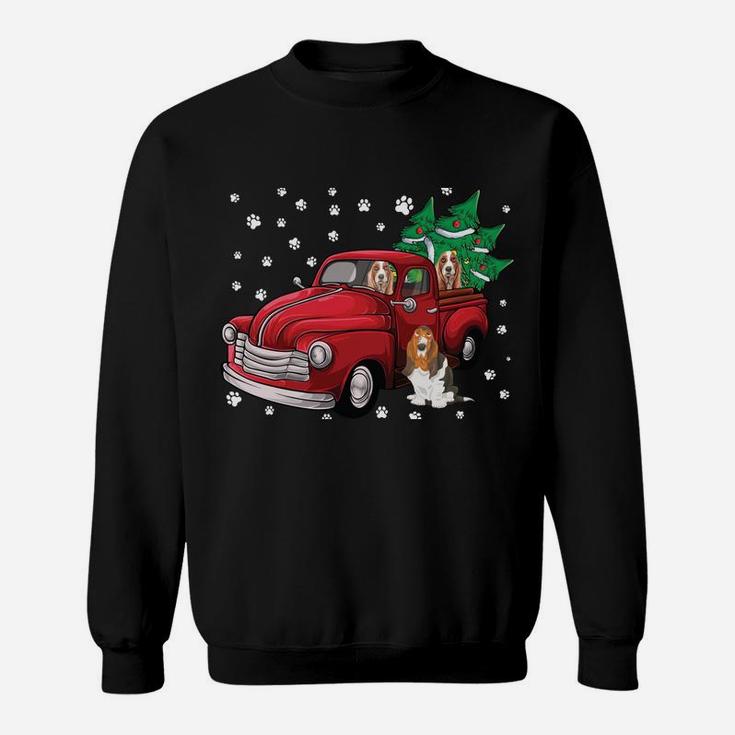 Red Truck Merry Christmas Tree Basset Hound Christmas Sweatshirt