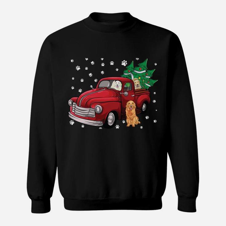 Red Truck Merry Christmas Tree Golden Retriever Christmas Sweatshirt