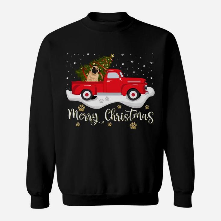 Red Truck Merry Christmas Tree Pug Christmas Sweatshirt