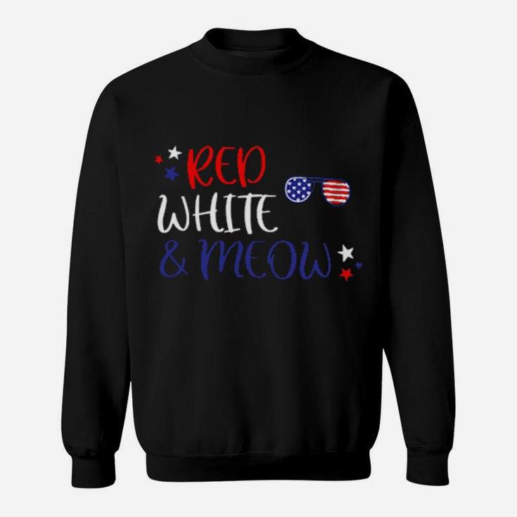 Red White And Meow 4Th Of July Sweatshirt