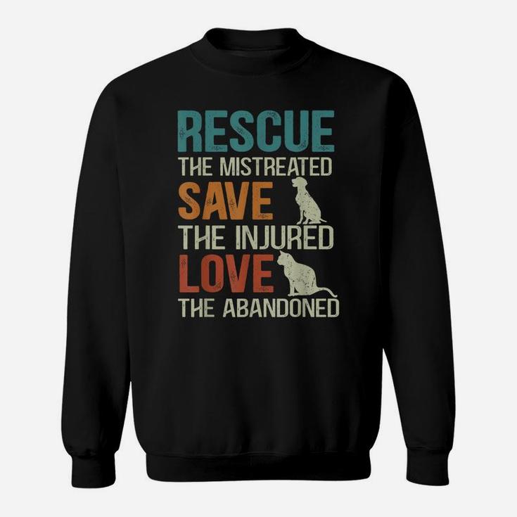 Rescue Save Love Cute Animal Rescue Dog Cat Lovers Tees Sweatshirt