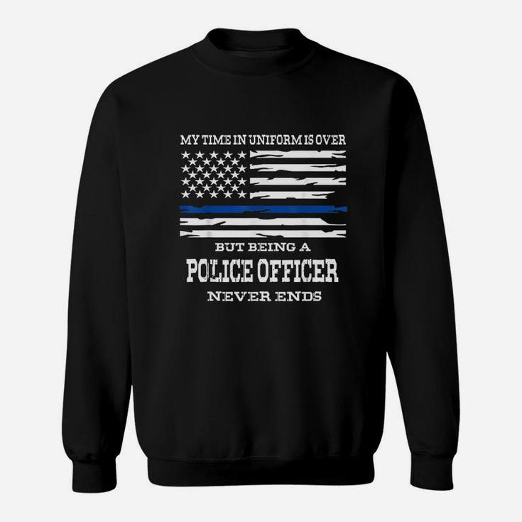 Retired Police Officer Us Flag Thin Blue Line Gift Sweatshirt