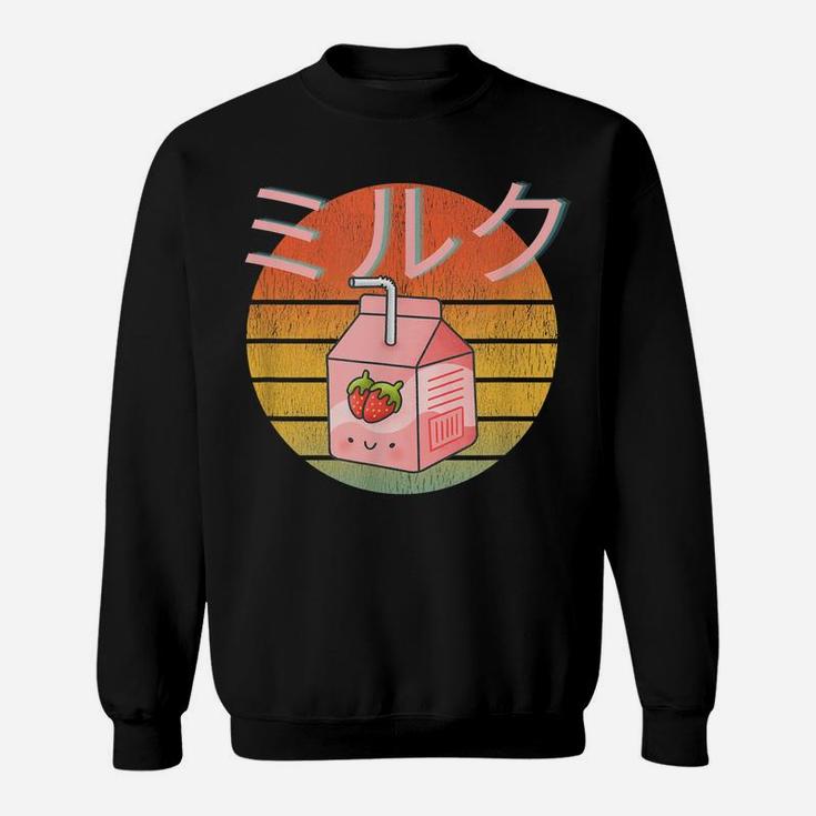 Retro 90S Japanese Kawaii Strawberry Milk Funny Shake Carton Sweatshirt
