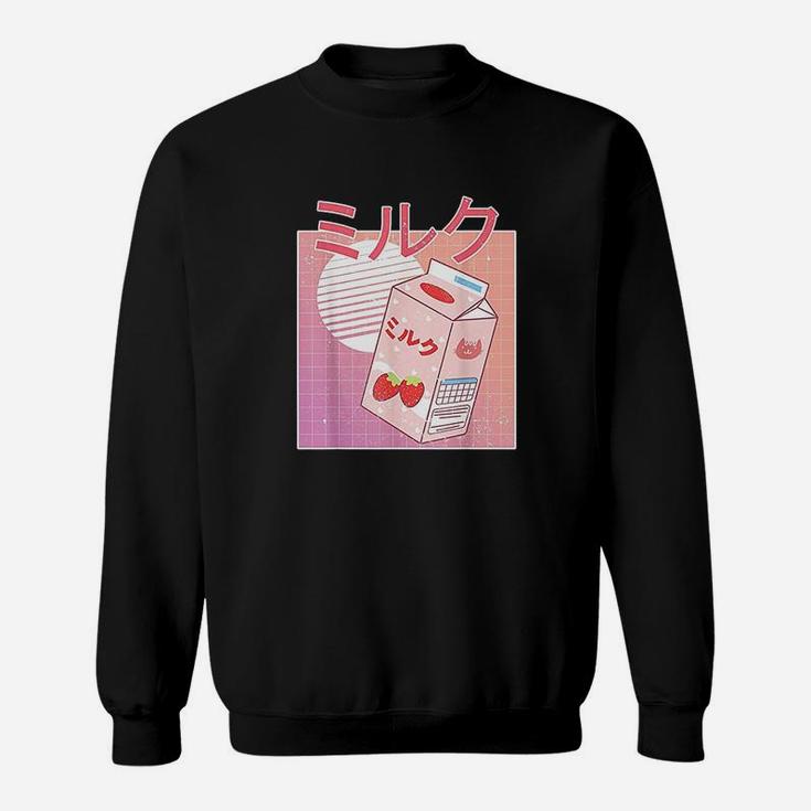 Retro 90S Japanese Strawberry Milk Aesthetic Kawaii Carton Sweatshirt